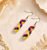 Pendientes Colgantes Patrióticos de Acrílico con Bandera Nacional Personalizada, Pendientes Patrióticos en Espiral Retorcida para Mujer, Joyería al por Mayor OEM ODM