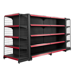 Rak Gondola Besi untuk Peralatan <span class=keywords><strong>Display</strong></span> Supermarket, Toko Kelontong, dan Toko Swalayan, Warna Abu-abu Tua, Rak Empat Sisi - Product Image 6