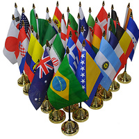 Drapeau de bureau en polyester, mini drapeau de table imprimé avec mât et base pour bureau, conférence et réception