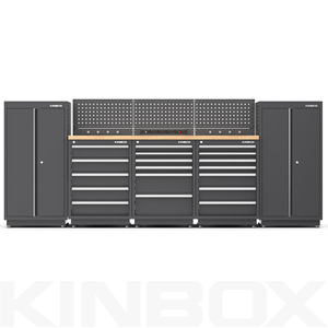 2020 Kinbox Pro Series Black 16 Piece Tool Cabinet Set for Car Repair Engineers/Garage Organization