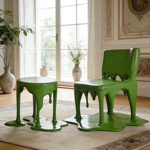 Set Tavolo e Sedie Artistico con Effetto Goccia di Cera Irregolare, Colore e Materiale Personalizzabili - Product Image 4