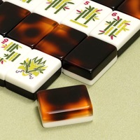 Ubin Mahjong Akrilik Motif Macan Tutul Kristal Mewah 160 Buah Tahan Air Portabel untuk Hiburan Rumah dan Luar Ruangan