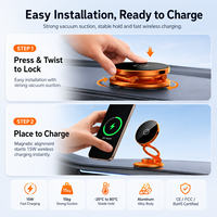 Chargeur de voiture sans fil magnétique 15W, support de téléphone à ventouse, ultra fin, en alliage d'aluminium, charge rapide, montage sur tableau de bord