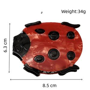 Sheshares Mignonne pince à cheveux en acétate motif coccinelle à sept points |   Nouvelle pince à cheveux en forme de requin pour les coiffures chignon pour femmes - Product Image 2