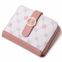 PRETTYZYS Dompet Multi Kartu Desain Baru Dompet Saku dengan Ritsleting Dompet Wanita Kecil untuk Grosir dengan Pola Bunga