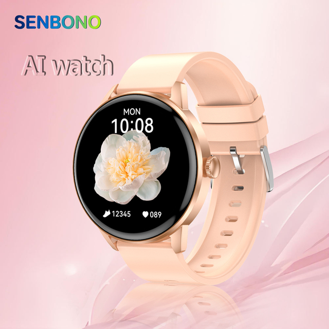 SENBONO New Women's Smartwatch HX36 Stylish 1.43-inch AMOLED HD Screen Wrist Sports Fitness Tracker IP67 Waterproof Silicone