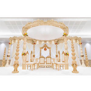 Mandap Redondo de Madera Elegante y Real, Tallado a Mano, Decoraciones para Bodas, Estilo Moderno con Dosel, Precio de Fábrica, DST, EE. UU., Reino Unido - Product Image 1