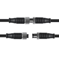 Connecteurs M12 en nylon étanches personnalisés, cordon d'alimentation IP67 2-8P, tête simple soudée à l'extrémité, utilisation intérieure/extérieure