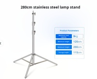 Support d'éclairage mobile en acier inoxydable de 2,8 m, trépied réglable en hauteur pour photographie, support pour flash de studio, boîte à lumière, diffusion en direct