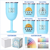 Verre à vin/gobelet isotherme réutilisable en acier inoxydable 304 à double paroi de 12 oz, personnalisé en gros, avec couvercle, pour fêtes et mariages