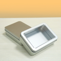 Boîte en fer blanc carrée personnalisée avec couvercle à fenêtre transparente, style mignon, pour emballage et rangement de biscuits, vente en gros