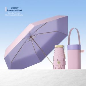 Paraguas Plegable Mini de 5 Pliegues para Mujer, con Revestimiento de Color, Resistente a los Rayos UV, Protección Manual, Doble Uso, Sol y Lluvia, Logotipo Personalizado - Product Image 1