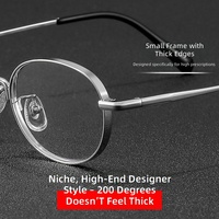 Kacamata Pria Bingkai Titanium Murni Full Rim, Kompatibel dengan Resep Kacamata Tinggi, Ultra Ringan, Fleksibel, Ramah Lensa Tebal, Cocok untuk Bisnis
