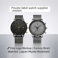 Private Label 100 Stück Geprägte Minimalistische Luxus-Chronographen OEM Quarz-Glas Edelstahl Herrenuhren 43mm Krokodilleder Wasserdicht