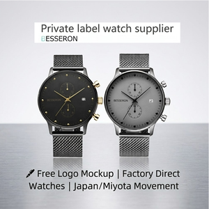 Relojes de Lujo Minimalistas con Grabado en Relieve, Marca Privada, 100 Piezas, Cronógrafo, Cristal de Cuarzo, Acero Inoxidable, para Hombre, 43 mm, Correa de Cocodrilo, Resistentes al Agua - Product Image 3