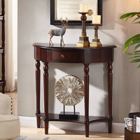 Console murale semi-circulaire en bois massif pour entrée, couloir ou salon, super étroite, style américain