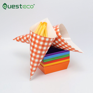 Tùy chỉnh pháp Fry hộp cấp thực phẩm giấy <span class=keywords><strong>Cone</strong></span> Shape pháp khoai tây chiên Đóng gói hộp tam giác - Product Image 4