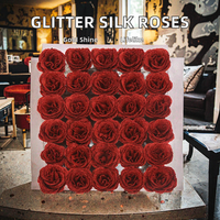 Fleur artificielle en soie lumineuse, réaliste, avec paillettes dorées, pour décoration de mariage et de maison, vente en gros
