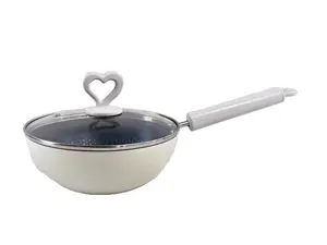 Nouvel An chinois best-seller 24cm pot en fer revêtement en céramique coeur poêle wok en acier au carbone avec cadeau de fête