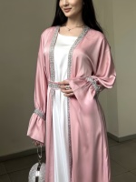 Ensembles de 2 pièces Willson : Abayas ouvertes avec doublure + Abayas ouvertes pour fêtes, robes Abayas musulmanes de Dubaï