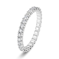 Bague d'éternité personnalisée en argent sterling S925 avec moissanite, plaquée or 18 carats, pavé rond, pour femme, vente en gros