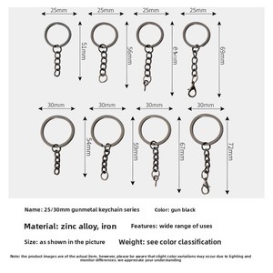 PD550-557 Nouveau Porte-clés Pendentif en Métal Noir 25/30 mm pour Bricolage Bijoux Accessoires DIY Vente en Gros - Product Image 3