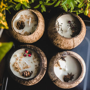 100% Eco แฮนด์เมดกะลามะพร้าวชามเทียนหอม - Product Image 1