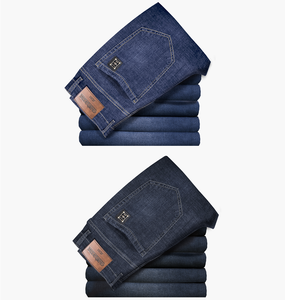 Pantalones Cargo de Mezclilla Elástica para Hombre Black Eagle, Corte Recto, Multibolsillos, Ropa de Trabajo Informal, Transpirable, Pantalones de Primavera - Product Image 1