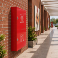 Armoire murale rouge en métal pour équipement d'intérieur, double compartiment, pour enrouleur de tuyau d'incendie