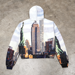 Felpa con Cappuccio <span class=keywords><strong>Oversize</strong></span> da <span class=keywords><strong>Uomo</strong></span>, Pesante, Invernale, Foderata in <span class=keywords><strong>Pile</strong></span>, con Zip, Stampa a Trasferimento Termico, Personalizzabile, Misto Poliestere/Cotone, Stile High Street - Product Image 2