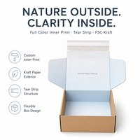 Boîte d'expédition biodégradable en kraft personnalisée avec fermeture auto-adhésive, bande de déchirement à fermeture éclair, emballage recyclable avec logo