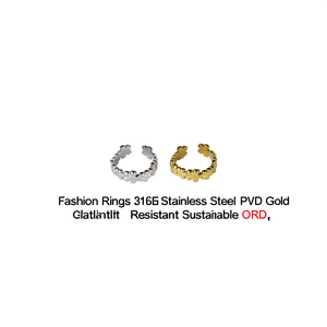 Anillos de Moda de Acero Inoxidable 316L con Baño de Oro PVD, Resistentes y Sostenibles, ORO - Product Image 2