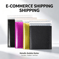 Faible MOQ, échantillon gratuit, sac à bulles métallique brillant de 6*10 pouces, sac d'expédition à bulles métallique à forte adhérence