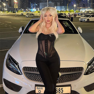 Mono Sexy Transparente sin Mangas, Moldeador de Cuerpo, Mono de Malla Negra, Ropa de Club para Mujer - Product Image 3