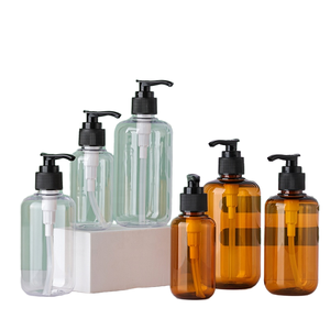Transparent Brown Shower Gel and Shampoo <b>Bottle</b> with Pump Sprayer and Screen Printing - Product Image 1