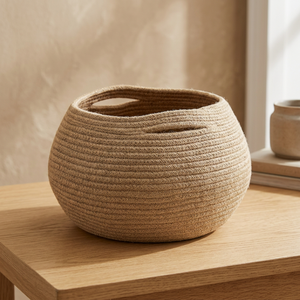 Wholesale New Style 100% Cotton Rope Woven Eco-Friendly Foldable Laundry Storage <b>Basket</b> Oval Size S - Product Image 4