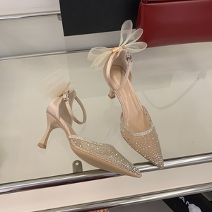 Nouvelles sandales élégantes pour femmes 2026 à talons aiguilles ornées de strass, avec détails <span class=keywords><strong>en</strong></span> maille <span class=keywords><strong>et</strong></span> nœud, idéales pour mariages <span class=keywords><strong>et</strong></span> soirées - Product Image 1