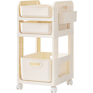 Storage Cart With Wheels 3 Tier Plastic Organizer For Home Office Easy Cleaning Standing Type Rectangle Shape Capacity 20-35L - Product Image 1