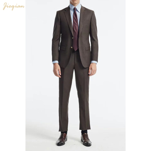 Elegante Traje de Hombre Marrón, Corte Entallado, de Un Solo Pecho |   Tela TR de Poliéster/Rayón de 2 Piezas |   Antiarrugas, Antiencogimiento, Fácil Cuidado - Product Image 4