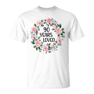 Camiseta de cumpleaños con diseño floral de 90 años, regalo de 90.º aniversario para mujeres y hombres - Product Image 1