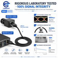 Kabel USB Tipe C Industri OEM dengan Sekrup Pengunci untuk Pemasangan, Kabel Pengisian Daya dan Data USB2.0 a ke Tipe-C untuk Perangkat Kamera Diagnostik
