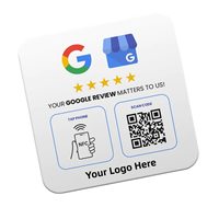 Tarjeta con Código QR para Reseñas de Google, Etiqueta NFC, Placas NFC para Reseñas de Google, Adhesivo NFC para Negocios, Vidrio, Pared/Vitrina/Mesa