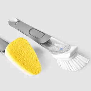 Hot Selling Cleaning Brush Kitchen Dish Washing Scrubber Liquid Adding Pot Sponge Brush