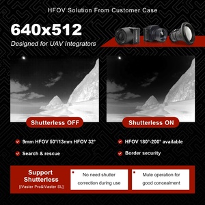 Shutterloze 640x512 digitale zoom 1.0X-8.0X 19mm NETD ≤ 40mK drone thermische <span class=keywords><strong>camera</strong></span> voor nachtzichtbeelden Contrastech - Product Image 3