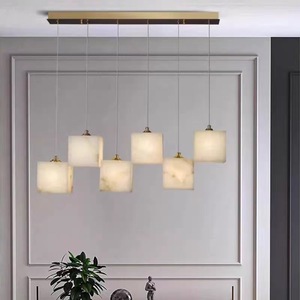 Modern Marble <b>Cube</b> Chandelier Gold Finish Multi Head LED Pendant <b>Light</b> For Living Room Home Decor - Product Image 2