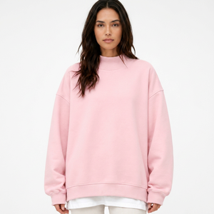 Sweat-shirt oversize à col montant pour femme, en molleton de coton épais, avec broderie personnalisée - Product Image 1