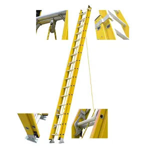 High Quality Professional 2*14 steps 8.4m China Supplier Fiberglass FRP Insulation Extension Ladder