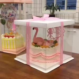 New Thick Customized Food Grade White Cardboard Party Birthday Wedding Luxurious Transparent PET Cake <b>Box</b> - Product Image 2