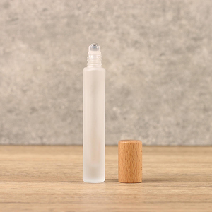 <b>10ml</b> Portable Cylinder Essential Oils Fragrance Empty Frosted <b>Bottle</b> Spray Perfume Glass <b>Bottle</b> Atomizer with Wood Cap - Product Image 2