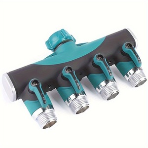 Four Way Garden <b>Hose</b> <b>Splitter</b> 1/2 Inch Zinc Alloy Threaded Connector For Irrigation Durable Water Divider - Product Image 1